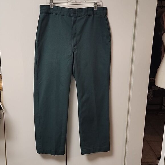 Dickies Mens Lincoln green pants holiday Christmas utility check measurements sz - Picture 1 of 14